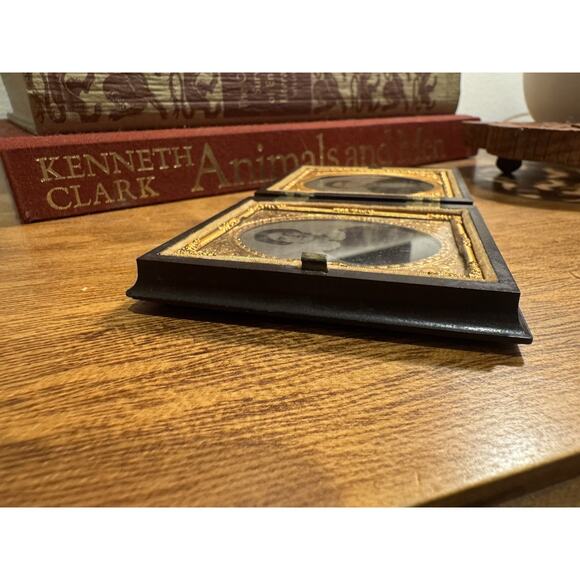 Antique Double Daguerreotype Photograph Man & Woman Ninth Plate Victorian Moody - Picture 5 of 16